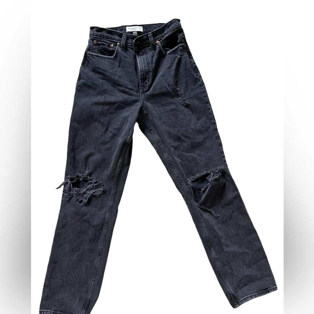 Abercrombie Fitch 90s Straight Curve High‎ Rise Jeans Women's 28/6R Distressed ✅